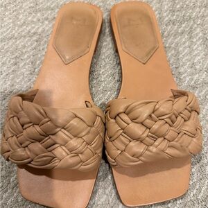 Marc Fisher Woven Tan Slide Sandals